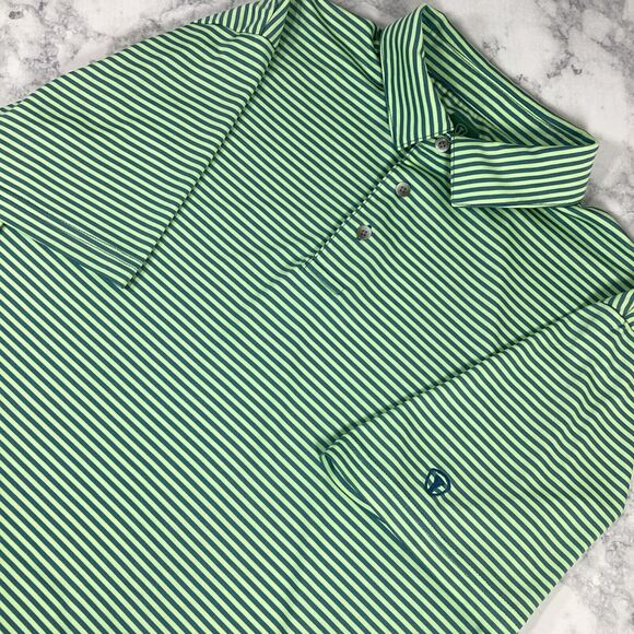 Pro Tour Coolplay Polo Golf Shirt Mens M Striped Lightweight Green Blue - Picture 1 of 4
